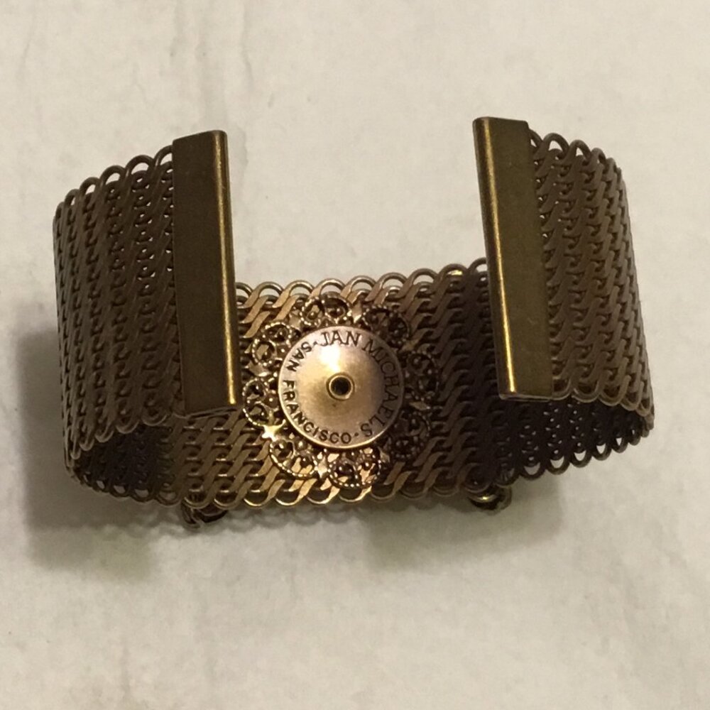 Very nice Jan Michaels San Francisco copper cuff bracelet w/ jade like stone - Picture 4 of 9